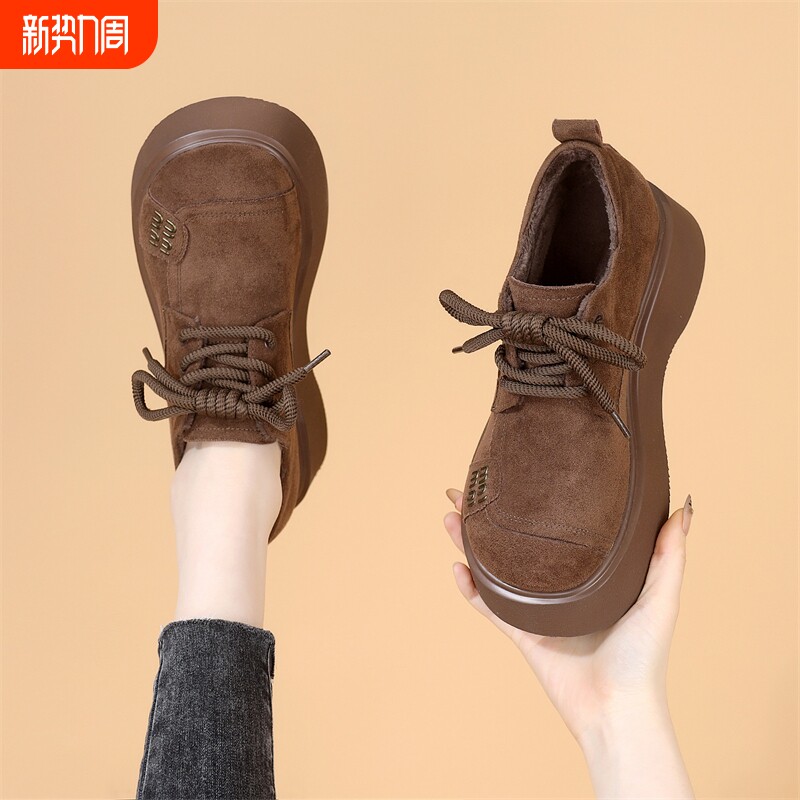 翻毛厚底勃肯单鞋女2025年新款秋季气质百搭轻便显脚乐福鞋圆头