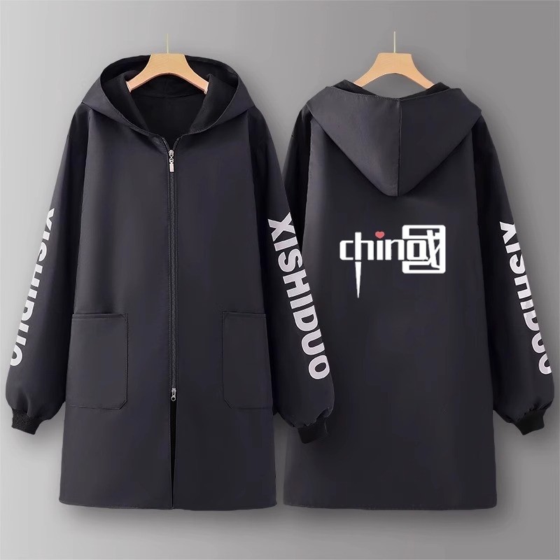 成人防水加绒罩衣长袖工作服外穿大褂家用厨房做饭围裙冬季黑色