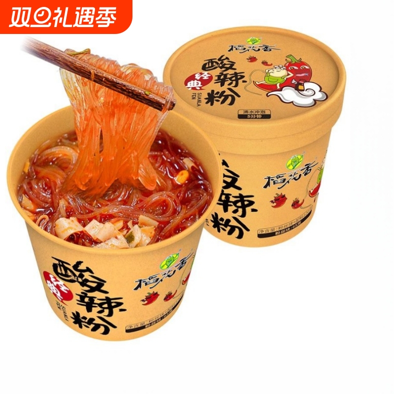 稻花香 重庆粉丝酸辣粉桶装 方便粉丝非油炸方便面泡面整箱6桶装
