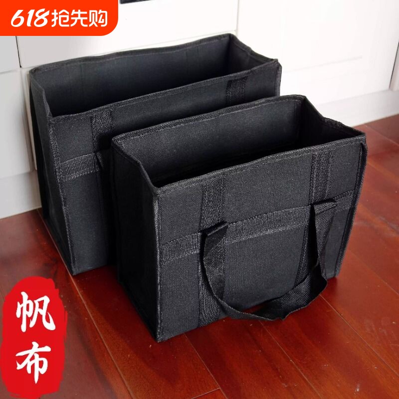特厚手提收纳包工具包帆布黑色耐磨手提包大容量电工包装书包超大