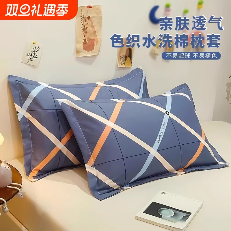 枕套一对装枕头套成人男女纯枕芯套棉加厚枕罩忱头套简约学生宿舍