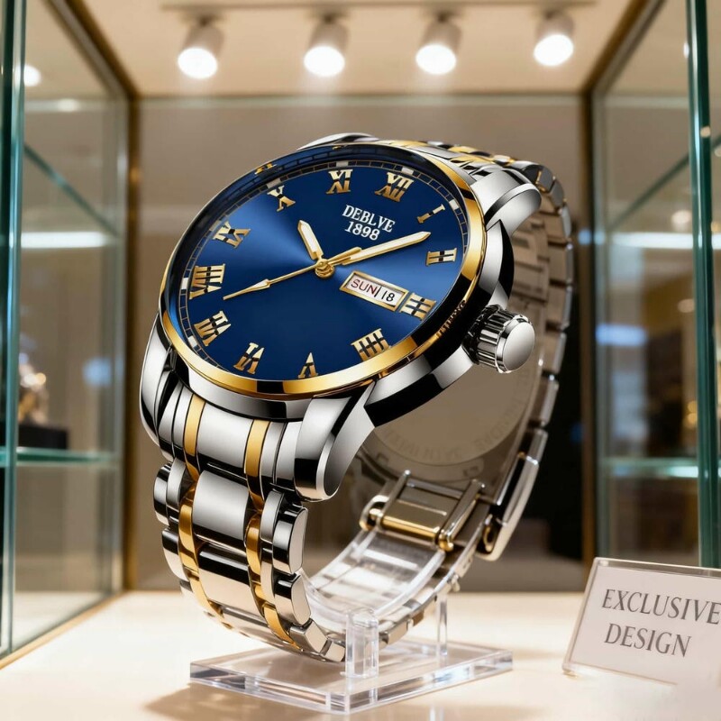 男士手表男正品名牌全自动非机械表钢带男款商务防水石英腕表老人