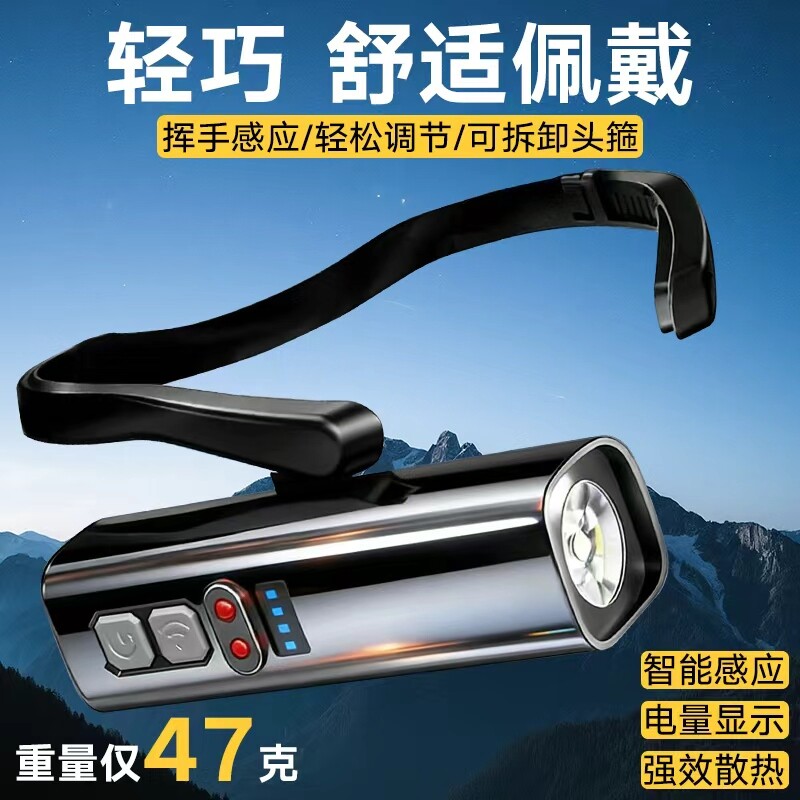 2026新款钓鱼专用头灯挂耳式强光充电超亮户外夜钓登山照明灯