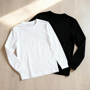 舒适透气圆领打底简约百搭长袖 情侣款 休闲T恤日系经典 2025新款