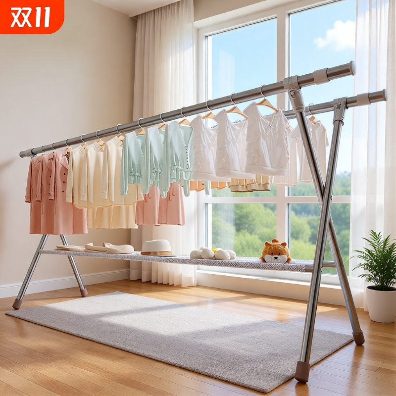 不锈钢折叠晾衣架阳台室内家用