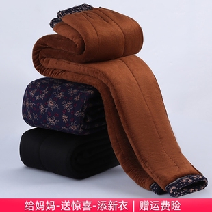 老太太打底裤 奶奶冬季 女妈妈保暖裤 加绒加厚中老年人棉裤 子 驼绒裤