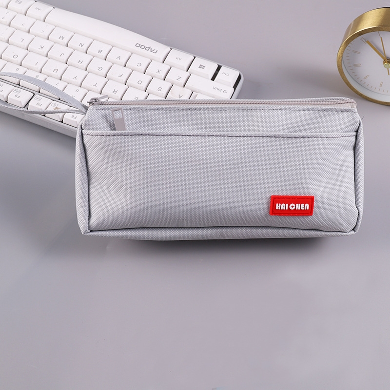 帆布笔袋男孩小学生铅笔袋文具袋儿童女孩大容量简约防水双层