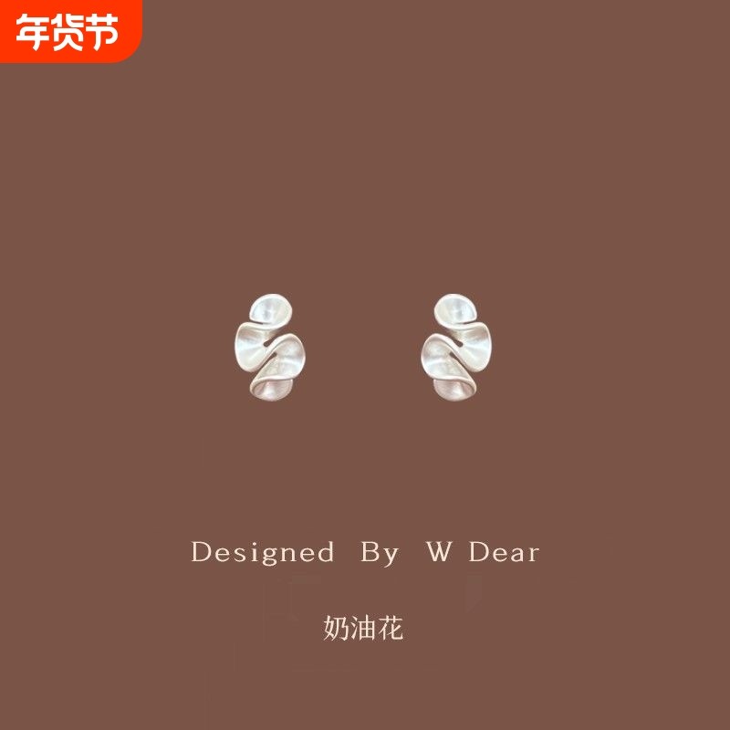 「奶油花」日系花朵硅胶耳夹无耳洞女气质小众设计感耳环耳饰小巧