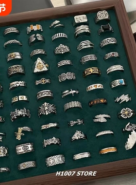 金色锆石中古风戒指女轻奢小众设计复古食指戒紫色高级感重工指环