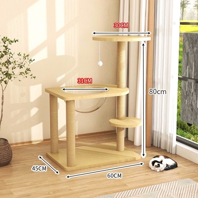 猫爬架猫窝太空舱猫树一体猫抓板抓柱多猫实木不占地小型逗猫架子