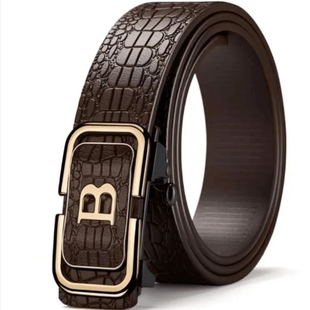 新款B字皮带自动扣内穿耐用腰带中青年百搭