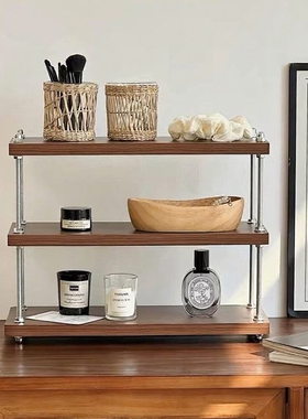 中古风桌面置物架杯架收纳架花架置物架子多层移动多功能层板金属