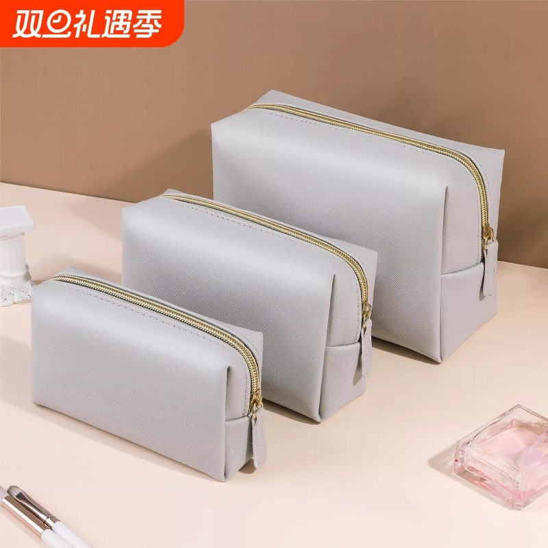 新款PU方形化妆包高级感防水收纳包女士八角化妆品包