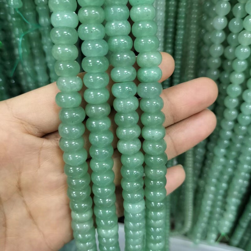东陵玉老型珠散珠绿东陵算盘珠串珠东陵玉桶珠隔珠diy饰品配件