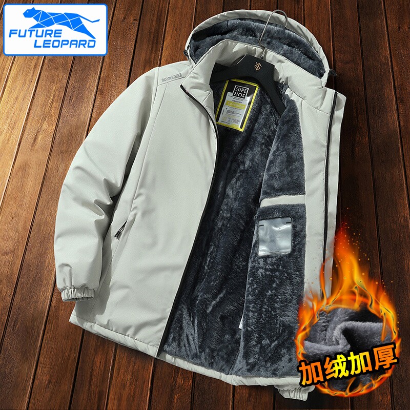 冬季工装夹克棉衣防风加绒加厚保暖秋冬季连帽男外套红色休闲黑色