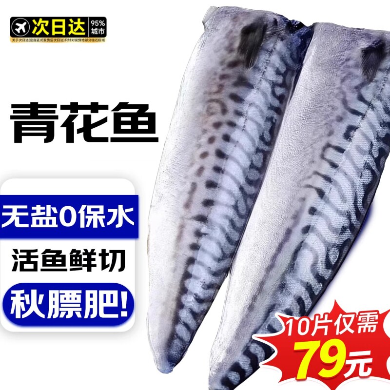 挪威进口青花鱼片新鲜大鲐鱼冷冻鲭鱼烤青占鱼烧烤食材商用冷冻