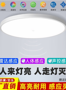 三防LED雷达自动感应人体声光控吸顶灯过道楼梯楼道走廊红外家用