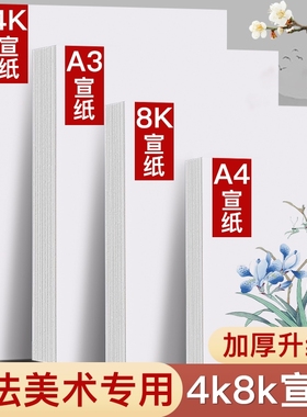 空白宣纸练毛笔字半生熟宣纸书法国画创作专用纸初学者书法练习纸加厚八开四开小学生美术课书法套装文房四宝