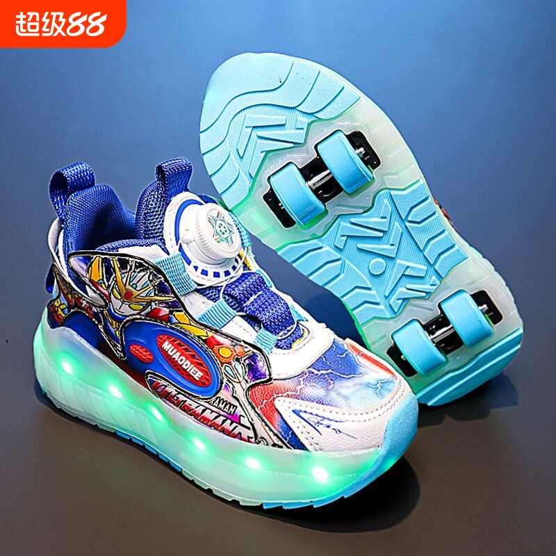 【幂琳】儿童暴走鞋春秋男童四轮爆走鞋中大童男孩闪灯溜冰带轮滑