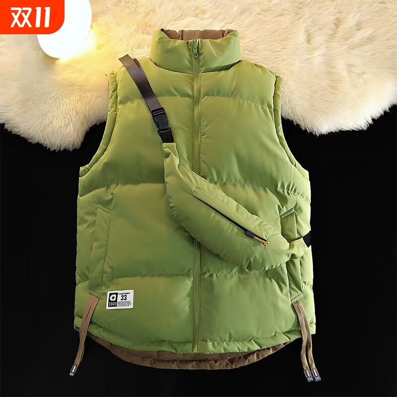 双面穿棉马甲男冬季加厚保暖坎肩背心无袖棉服加大码休闲外套新款