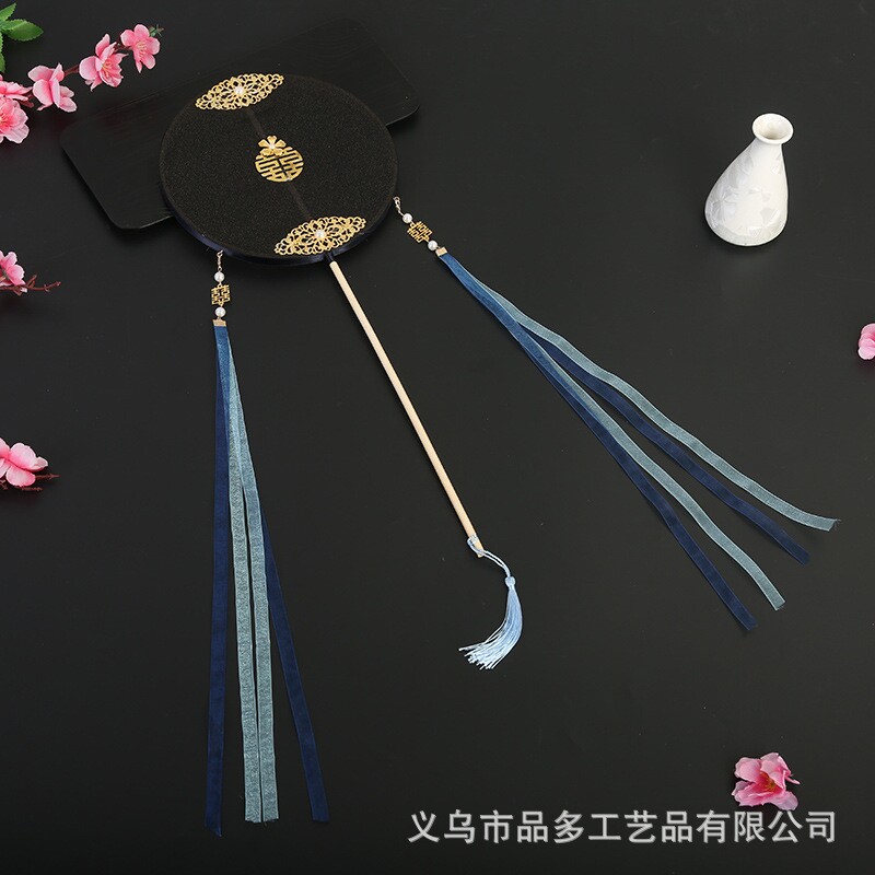 新品古风喜扇手捧扇秀禾扇流苏团扇汉服拍照圆扇宫扇结婚扇子批发
