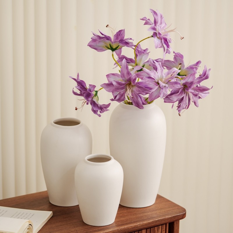 白色陶瓷花瓶简约水培鲜花插花瓶装饰摆件客厅餐桌玄关高级感桌面