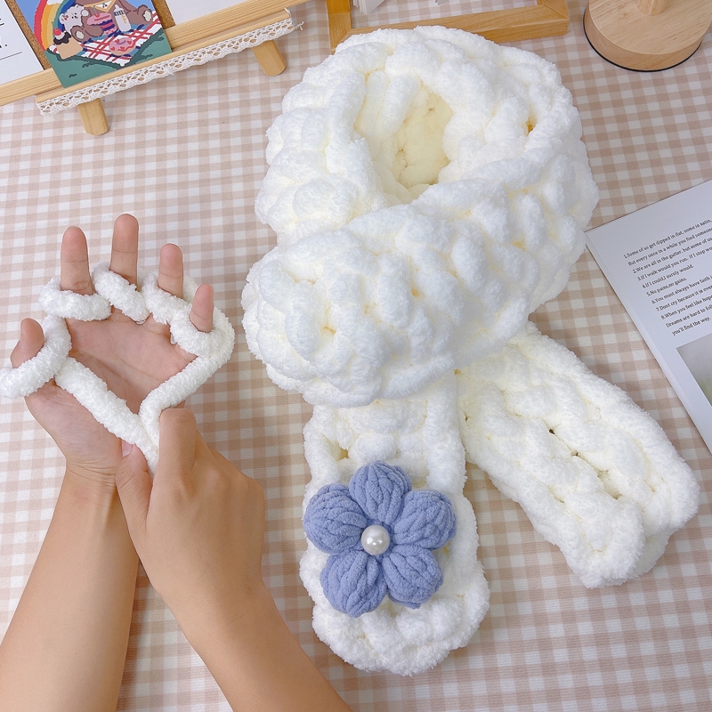 手工粗棉线编织手指围巾送男友