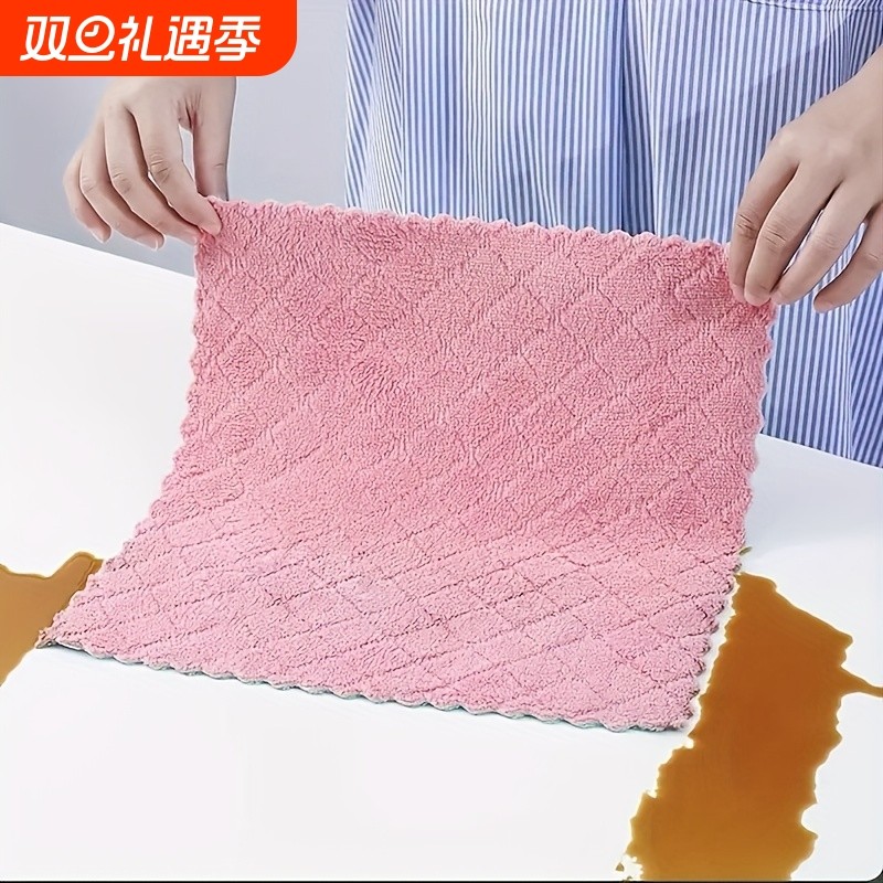 20条加厚双色清洁抹布厨房家用洗碗布不易掉毛沾油去污百洁布吸水