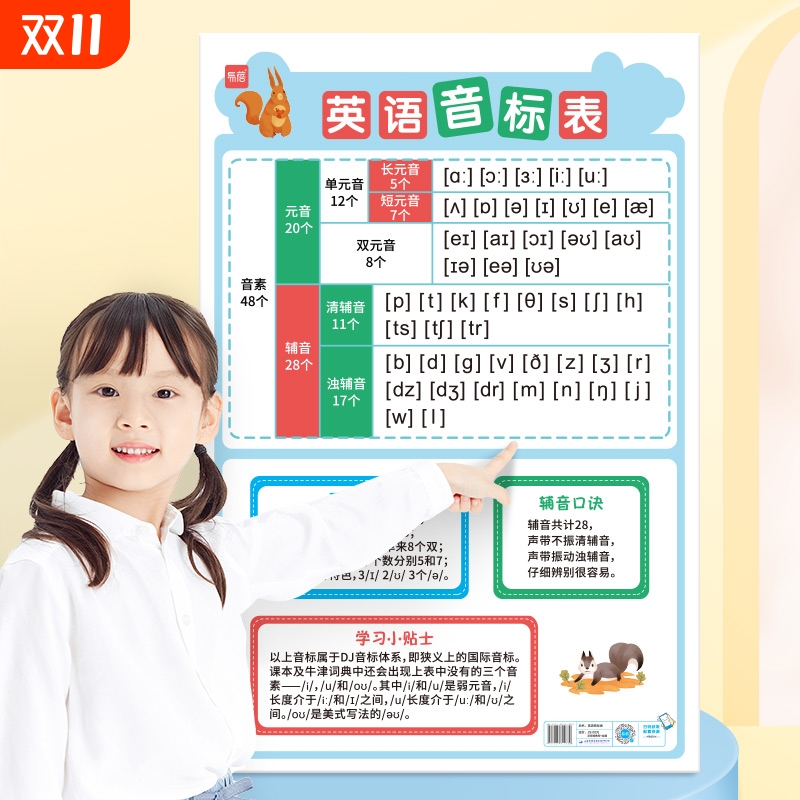 小学英语音标表挂图易蓓