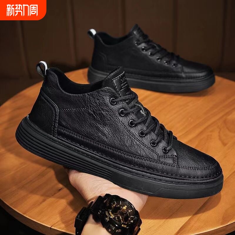 回力男鞋2026春季新款防水防滑百搭耐磨黑色皮鞋子上班男士休闲鞋