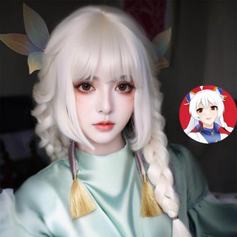 现货光遇cos假头发女樱花先祖纯白色长直发万用白毛长刘海全头套