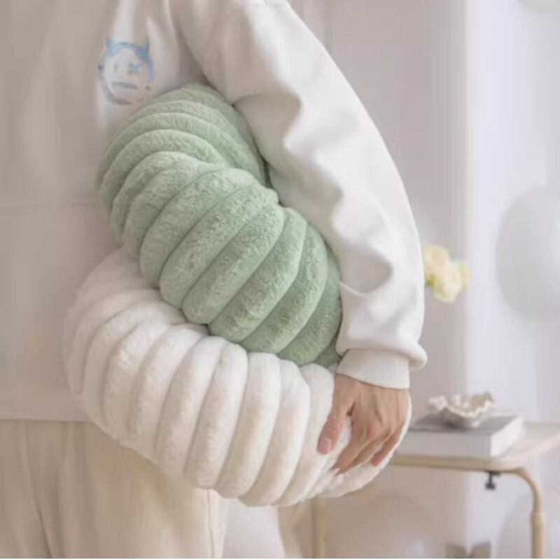 ins风圆形南瓜枕 扎染条纹仿兔毛绒手工车轮抱枕沙发靠枕床头靠垫