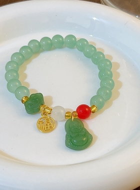 新中式小清醒佛四叶草金丝葫芦手链女闺蜜清新甜美龙珠莲花手串