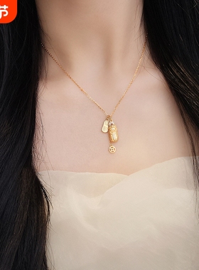 S925纯银招财貔貅金钱项链女镶钻新中式国潮风锁骨链热销