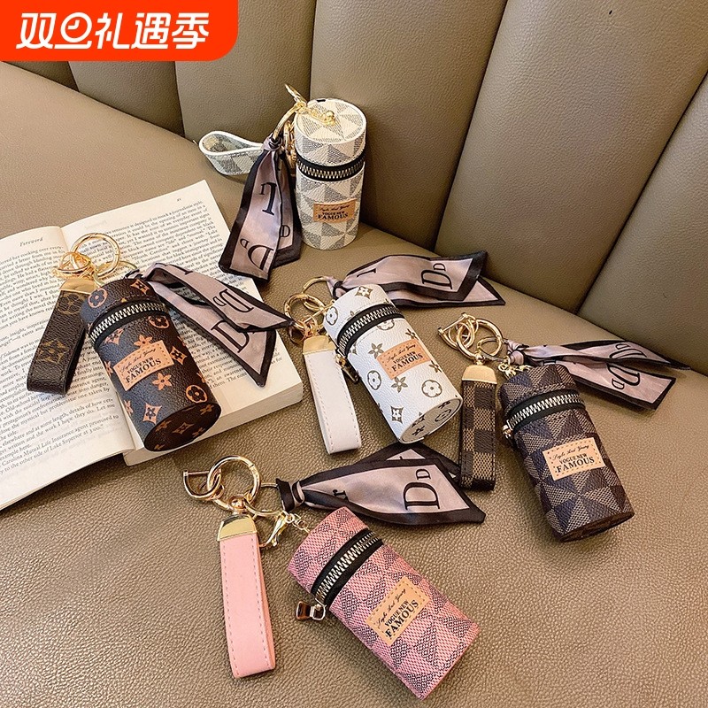 匙钥收纳包秋冬季轻便款家用门女士精美钥匙包皮革口红大容量包