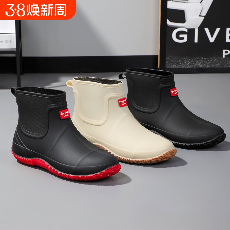 雨鞋雨靴加厚男士短筒防滑时尚防水水鞋水靴加绒保暖女士厨房胶鞋