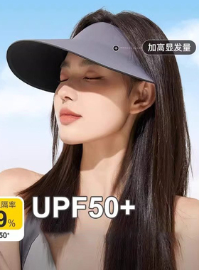 无痕一体遮阳防晒帽子女夏季2026新款帽檐运动空顶折叠户外白色