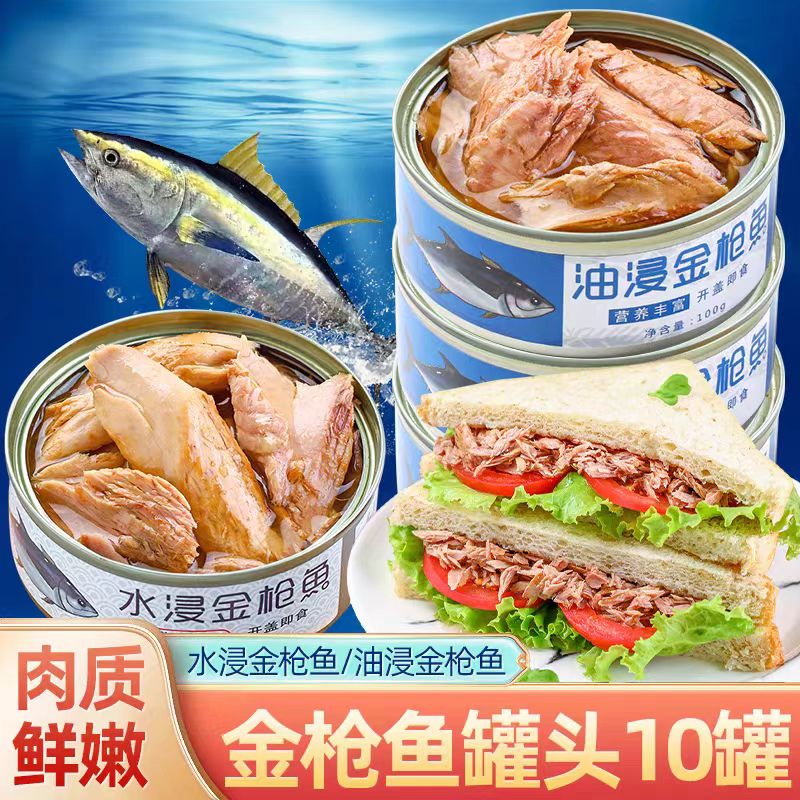 海盗宝藏金枪鱼罐头100克油浸水浸即食鱼吞拿鱼减脂鱼肉低脂轻食