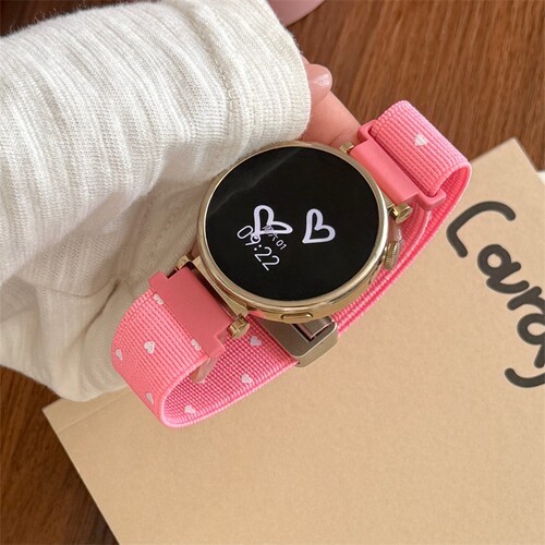 粉色适用oppowatchx3mini表带X2个性爱心编织磁吸扣watchS/4pro女