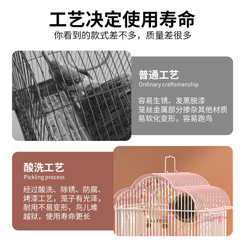 鹦鹉鸟笼新款小型玄凤牡丹虎皮珍珠鸟专用鸟笼子家用大号生态别墅