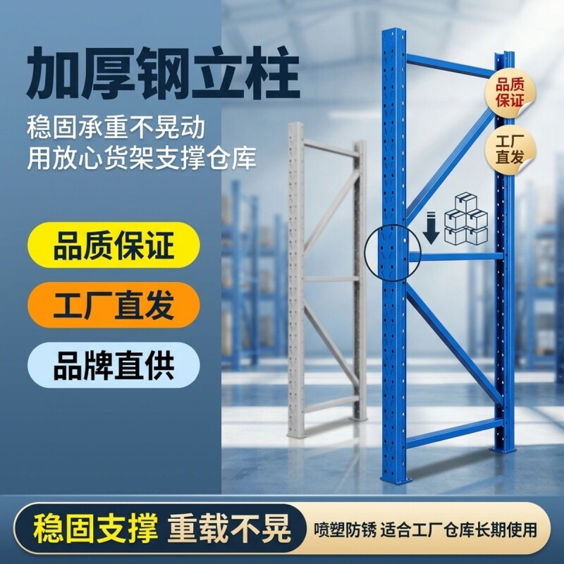配件-立柱自由组合置物架/仓储货架加高横梁蝴蝶孔卡扣层板重型图片