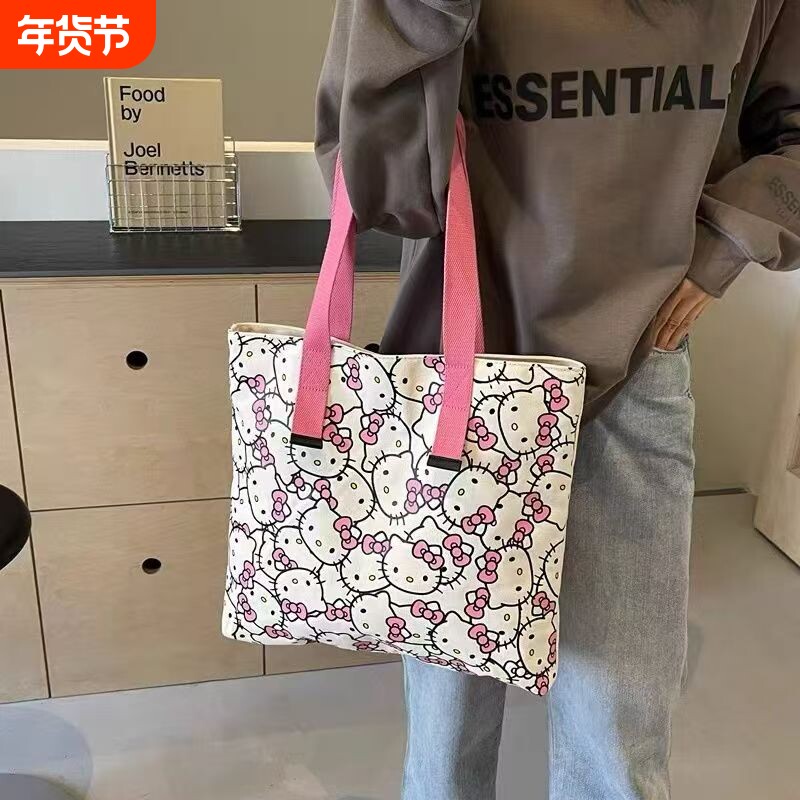 韩版INS新款可爱卡通多功能妈咪包软萌妹子大学生上课逛街帆布包