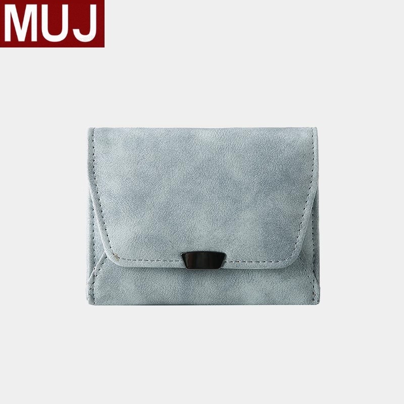 无印MUJ钱包新款复古磨砂皮小众设计零钱包卡包一体巧皮女士证件