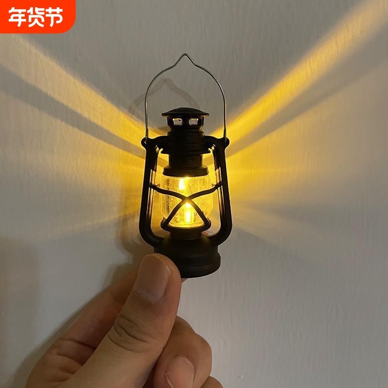 迷你手提小夜灯起夜煤油灯真led电子挂件装饰品复古小摆件氛围灯