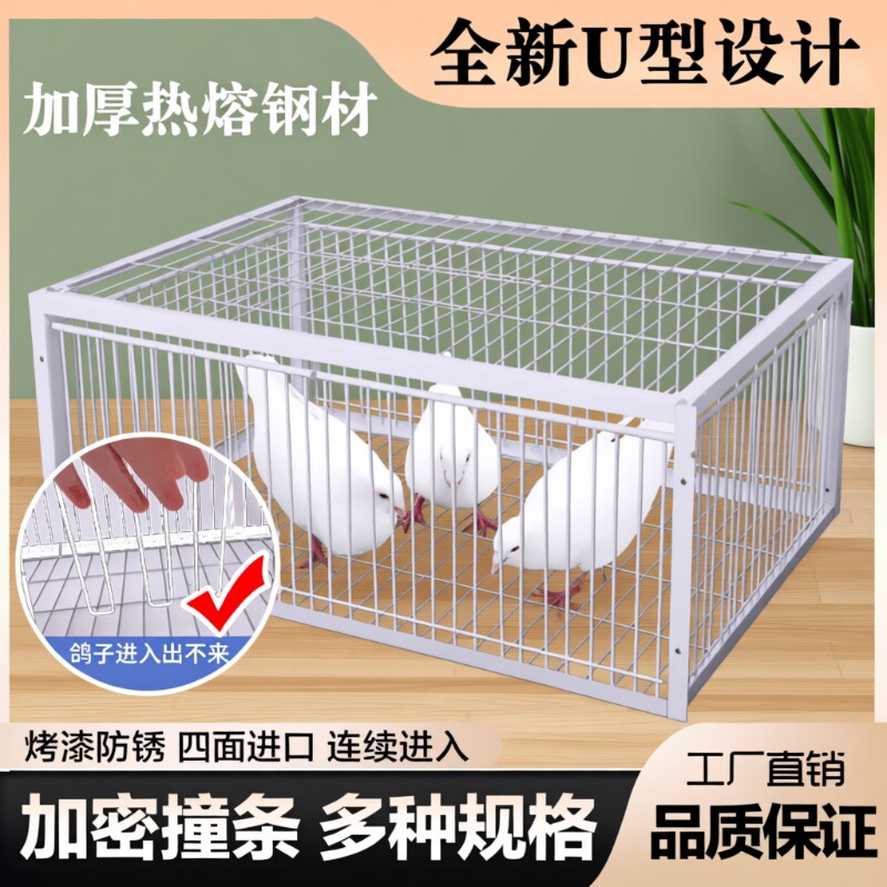 新款天落笼鸽子笼只进不出加厚加密自动收鸽子神器活络门撞门户外