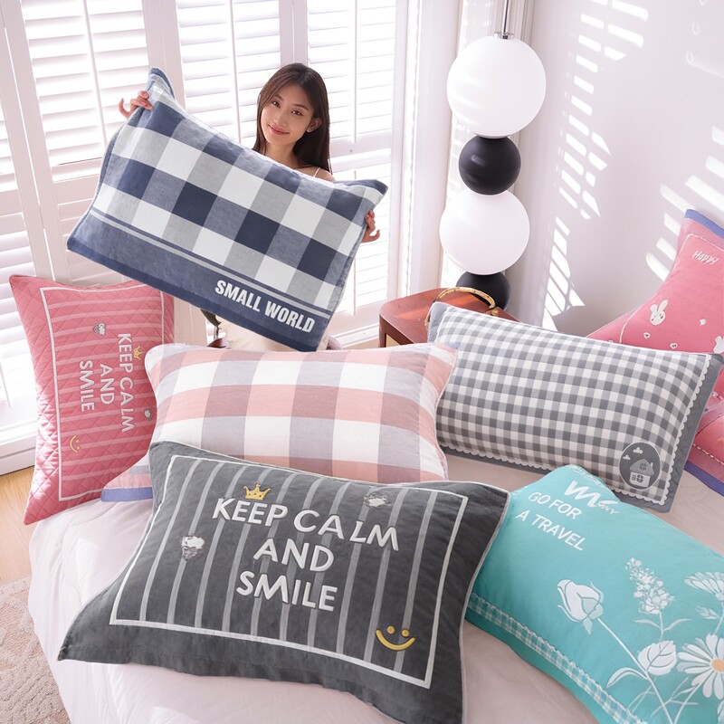 棉枕巾枕头巾一对装纱布加大加厚四季学生男成人情侣盖巾吸汗枕套