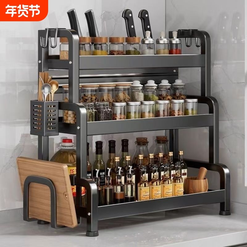 加厚调料架厨房置物架台面筷子多功能多层收纳架碗碟调味料调味品