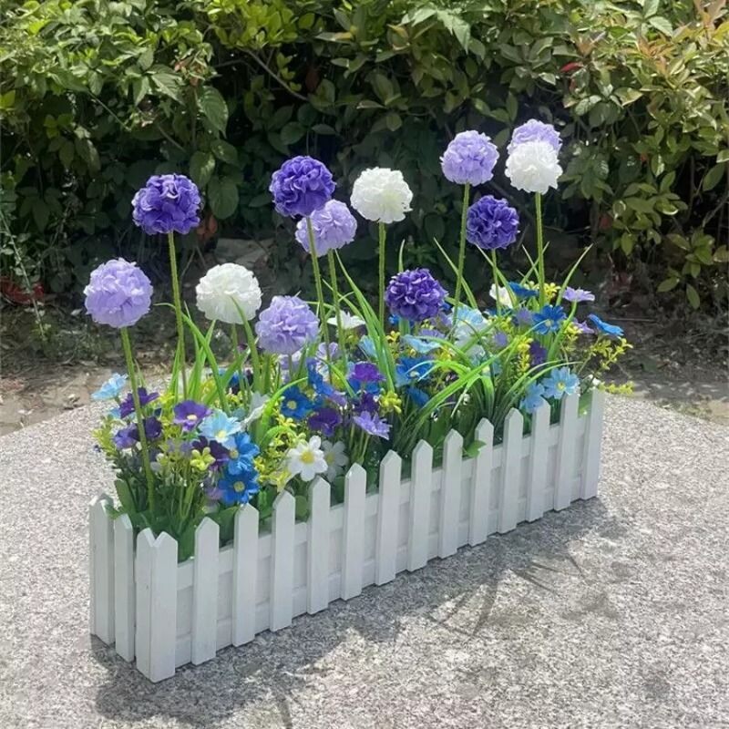 绣球塑料假花栅栏花仿真花花艺桌面墙角遮挡装饰绿植摆设盆栽摆件图片