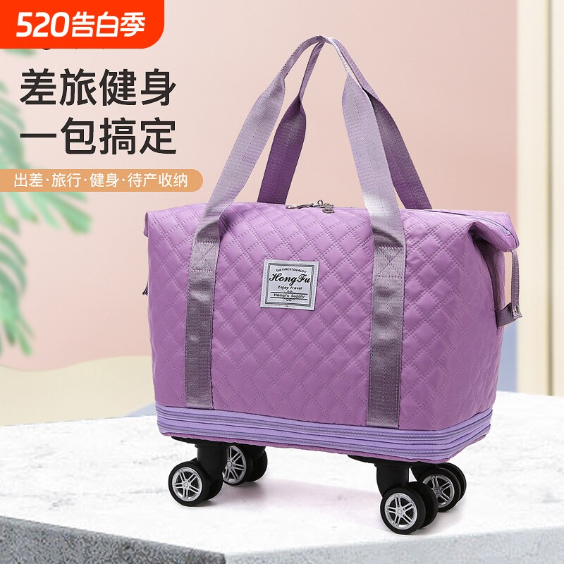 旅行包超大待产收纳干湿轻便短途分离健身包绣线行李袋滑轮飞机包