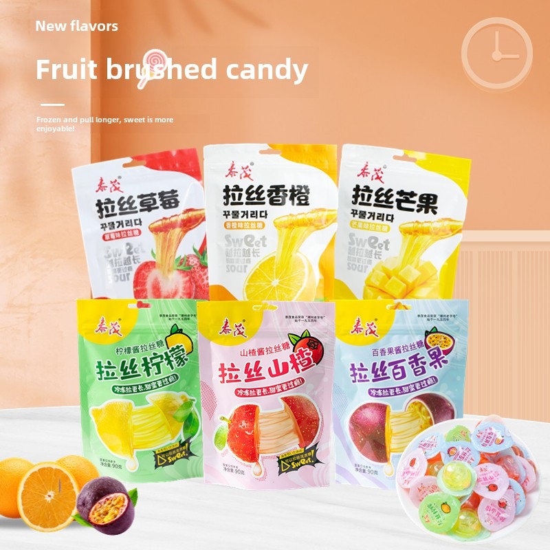 水果拉丝糖网红童年怀旧零食麦牙糖儿童零食软糖糖果沾牙糖